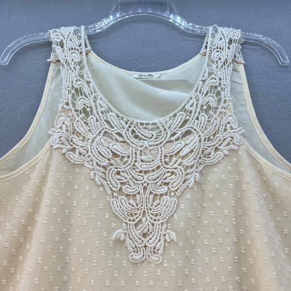 Miss Me Women's Tank Top Size Large Cream Swiss Dot Crochet MT2098T 51 - Picture 12 of 13